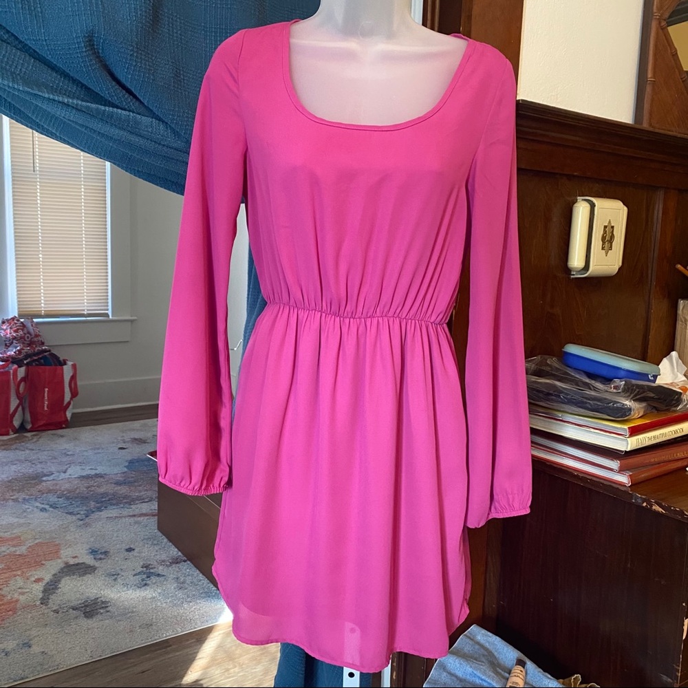 Alya Purple & Pink Long Sleeve Mini Dress |S
